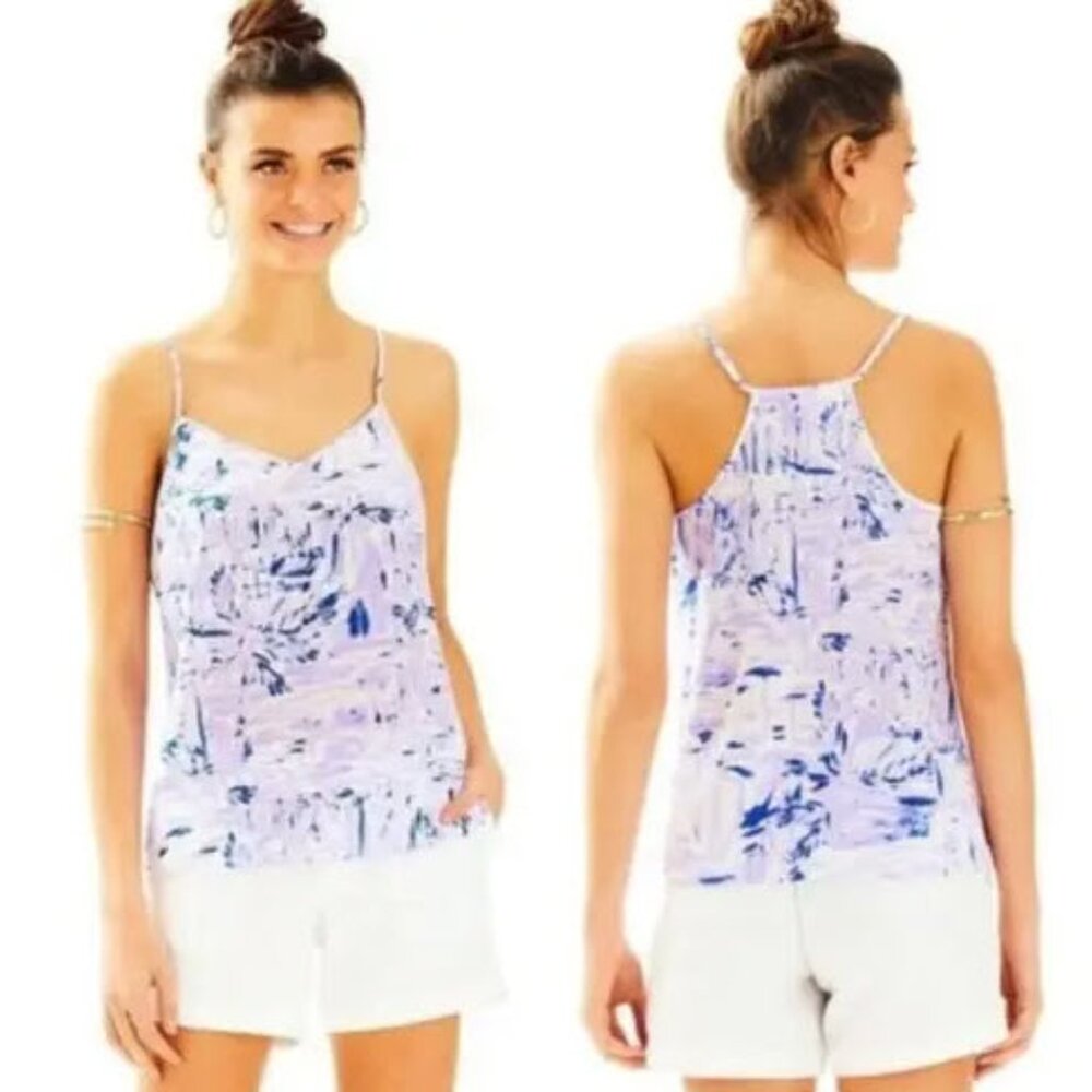 Lilly Pulitzer Dusk Top in Rock the Dock print 100% silk S Small